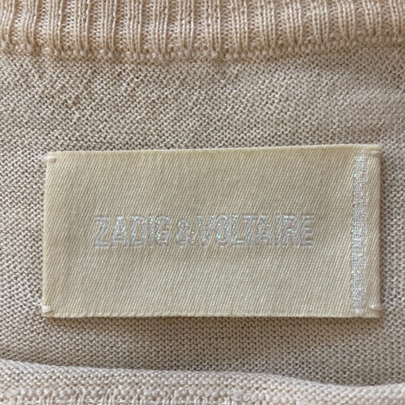 New! Zadig & Voltaire Crewneck Intarsia Heart Long sleeve sweater Ecru Med. $368 - Picture 5 of 13